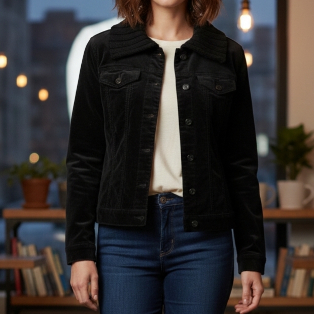 Bum Equipment Black Velvet Jean Jacket